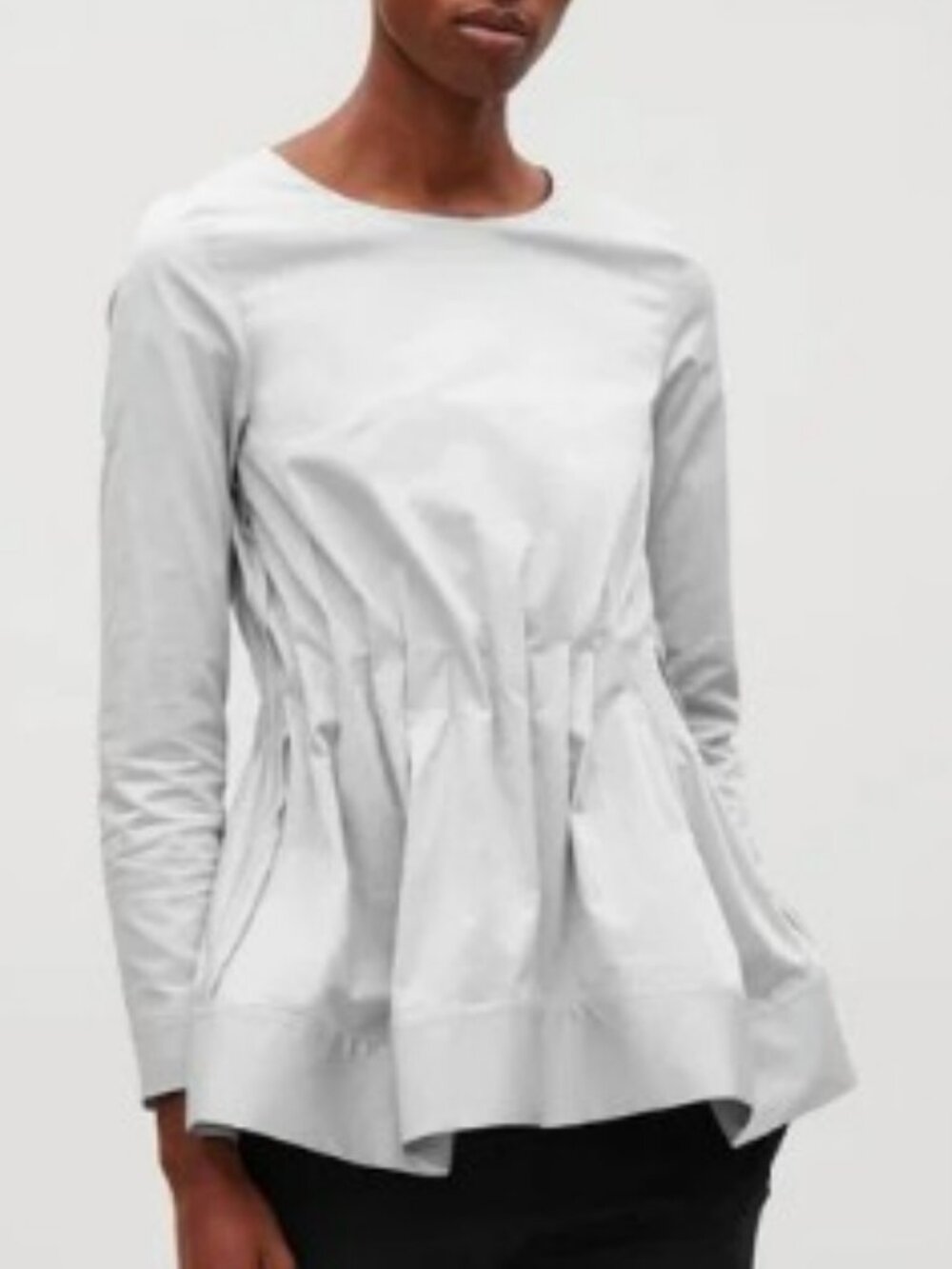 COS Cotton Peplum Pleated Blouse Ice Blue Size S